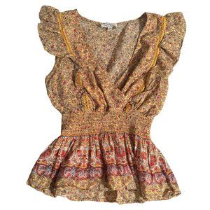 TWINE & STRING BOHO RUFFLED‎ TOP SIZE SMALL | O1